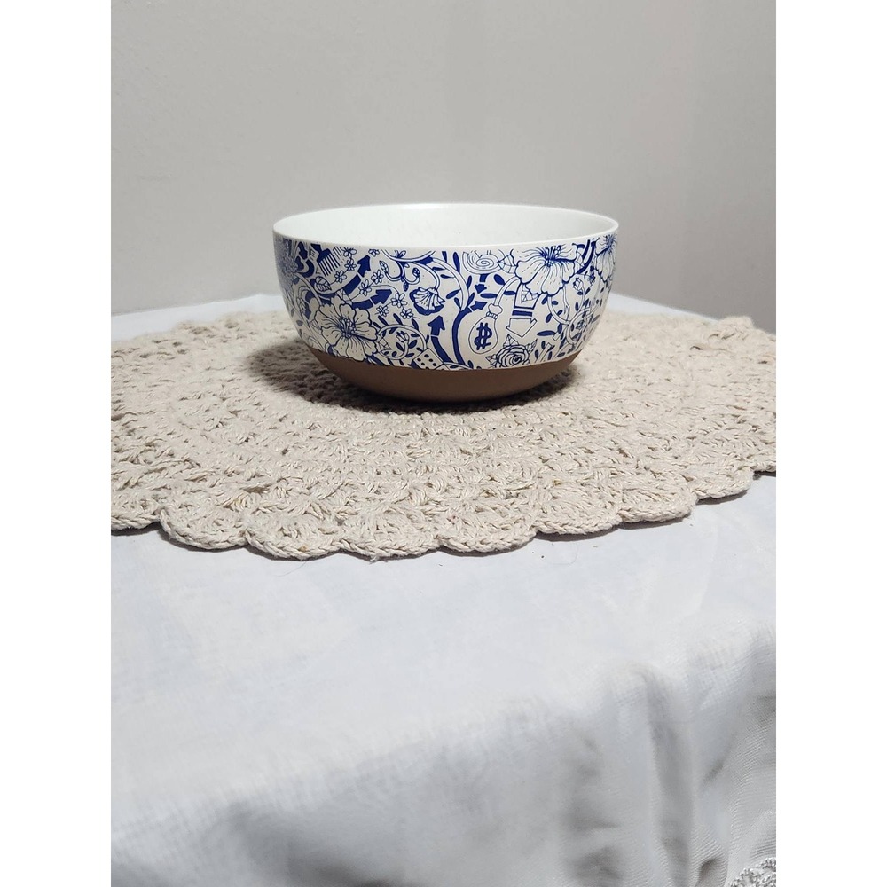 Roberto Lugo Blue White Toile Ceramic Bowl Urban Floral Terracotta RN152992 2024